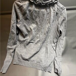 Talbots Gray Ruffle Cowl Neck Sweater